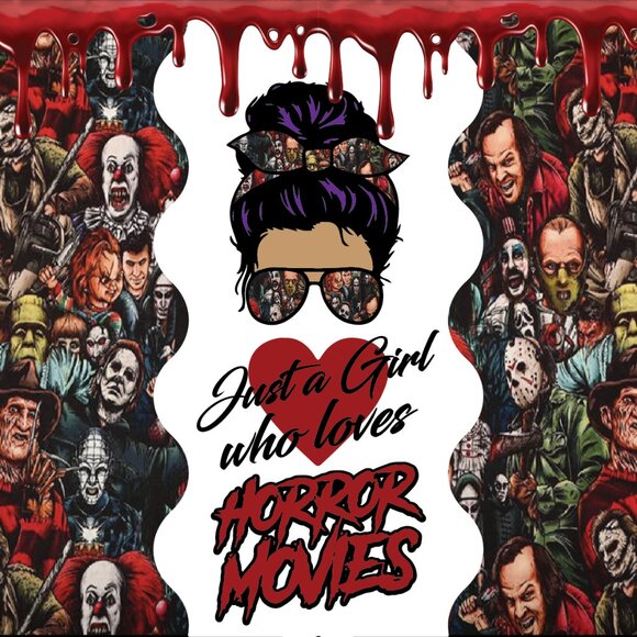 Personalized Girl loves Horror Movies 20 Oz Stainless Steel Tumbler - Picture 2 of 2